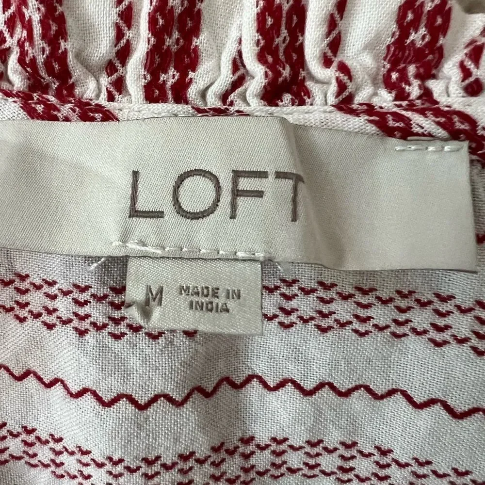 Loft Striped Ruffle Blouse
